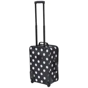 Rockland Fashion Softside Upright Luggage Set,Expandable, Telescopic Handle, Wheel, Black Dot, 2-Piece (14/19)