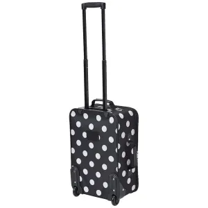 Rockland Fashion Softside Upright Luggage Set,Expandable, Telescopic Handle, Wheel, Black Dot, 2-Piece (14/19)